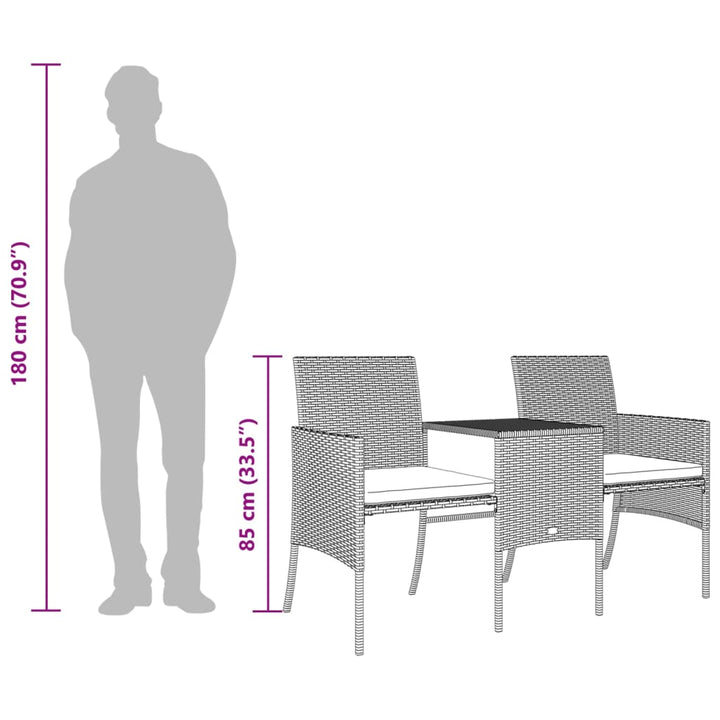 2-personers havesofa med tebord og taburetter polyrattan grå