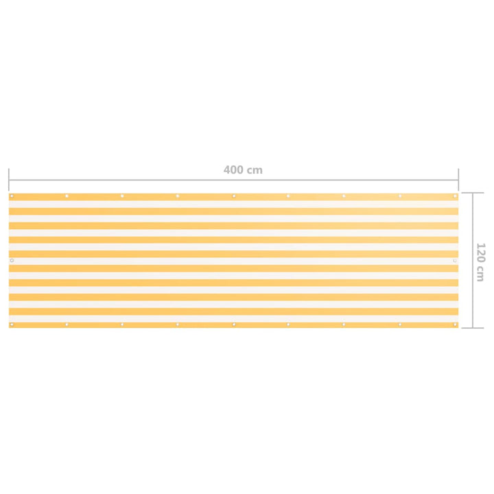 altanafskærmning 120x400 cm oxfordstof hvid og gul
