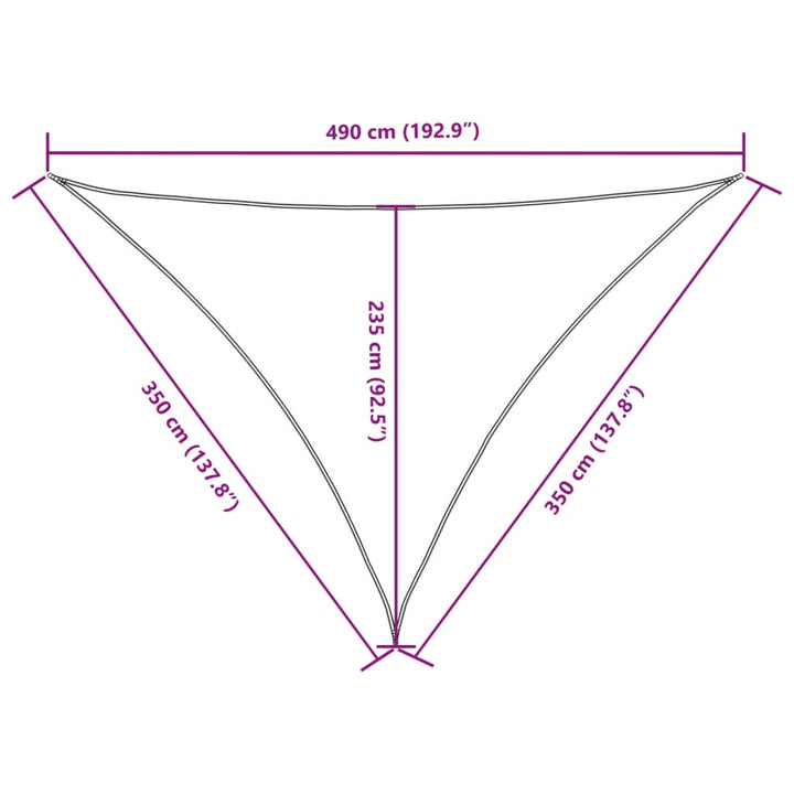 solsejl 3,5x3,5x4,9 m trekantet oxfordstof cremefarvet