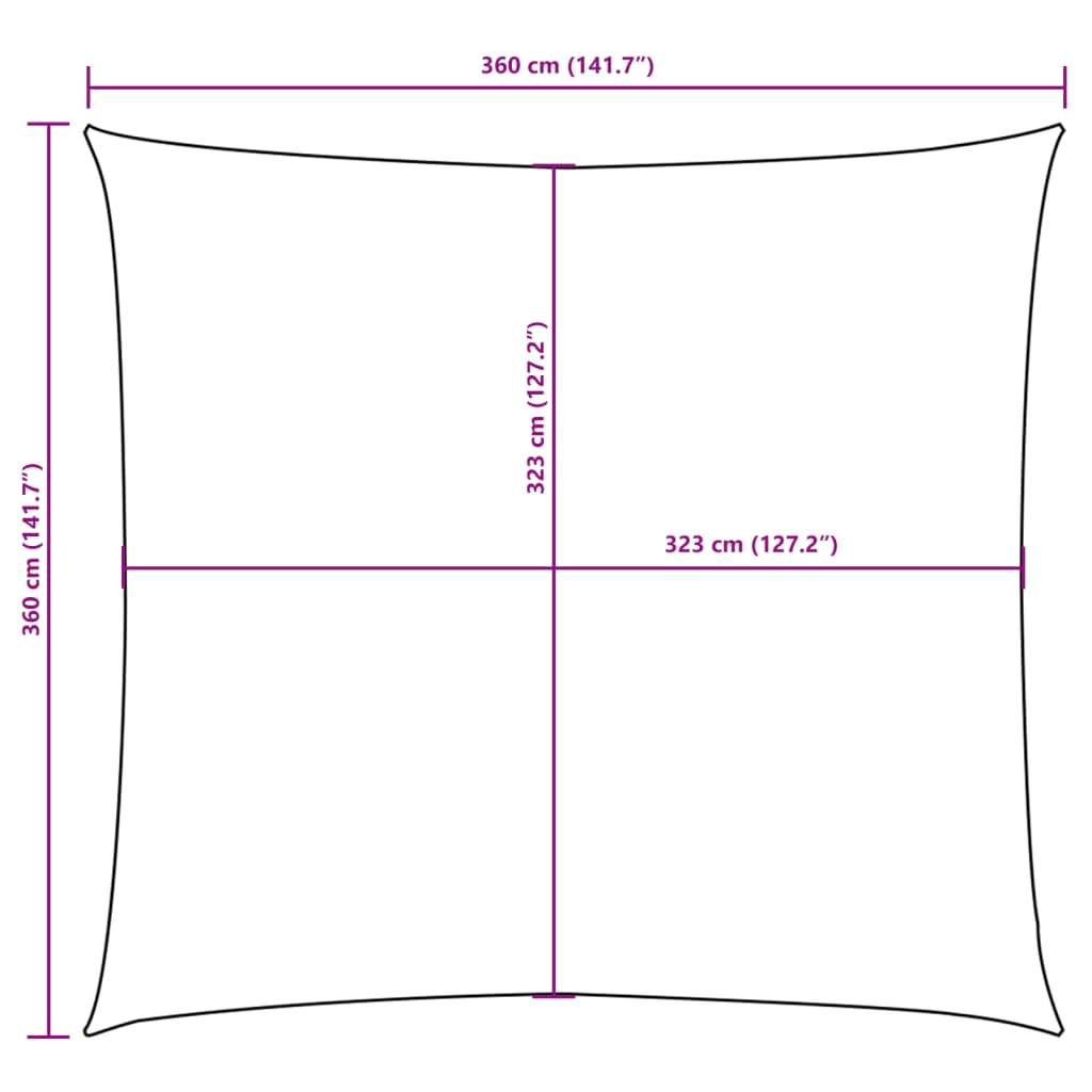 solsejl 3,6x3,6 m oxfordstof firkantet hvid