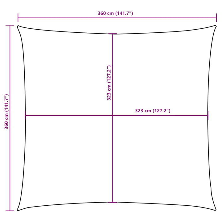 solsejl 3,6x3,6 m oxfordstof firkantet hvid