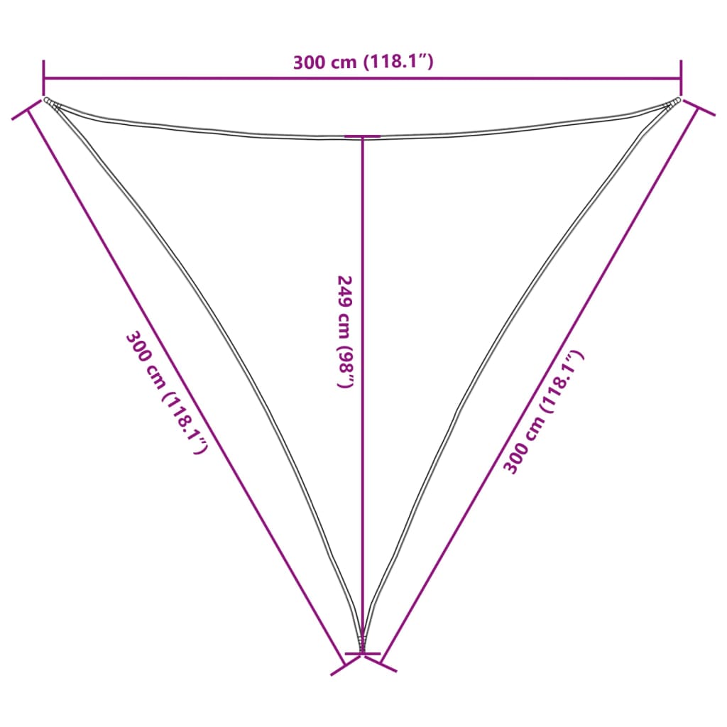solsejl 3x3x3 m oxfordstof trekantet hvid