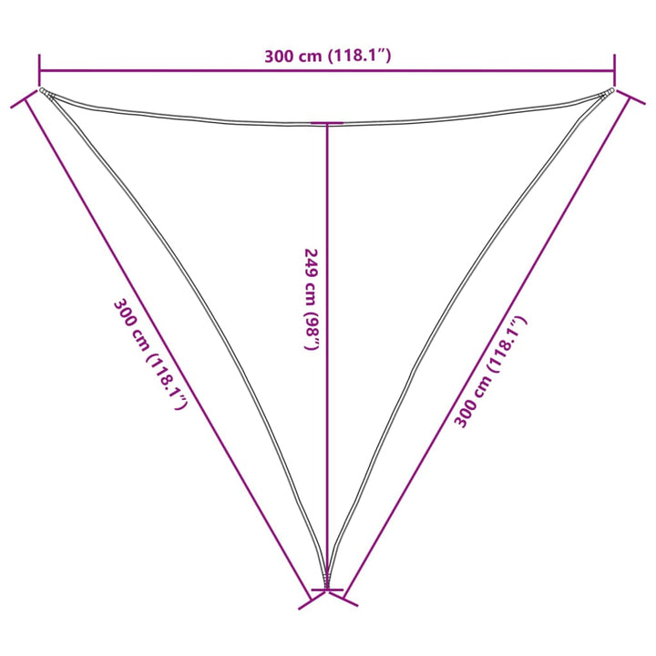 solsejl 3x3x3 m oxfordstof trekantet hvid