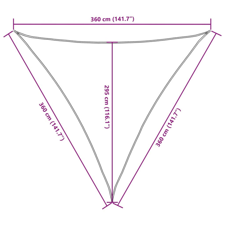 solsejl 3,6x3,6x3,6 m oxfordstof trekantet hvid