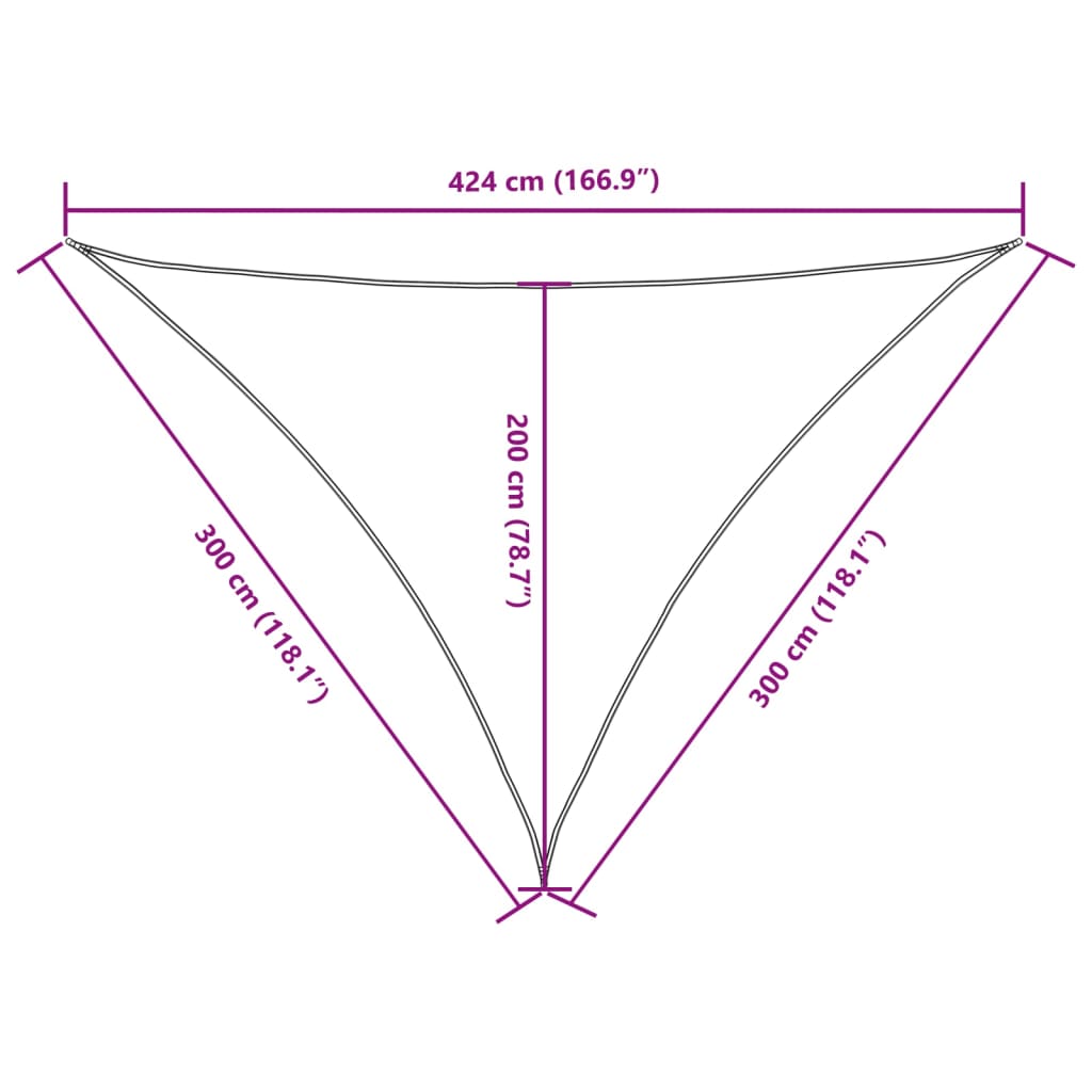 solsejl 3x3x4,24 m trekantet oxfordstof hvid