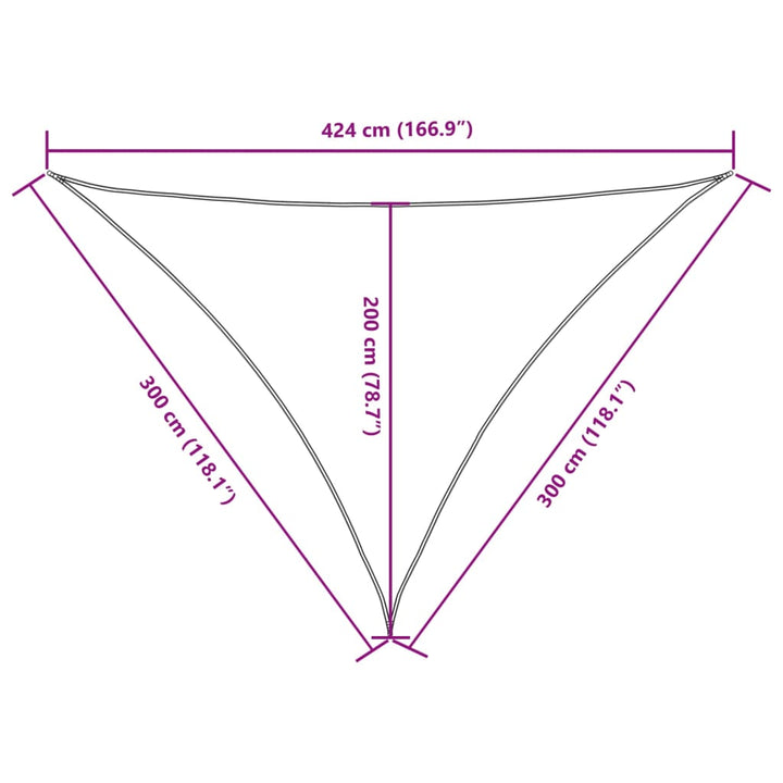 solsejl 3x3x4,24 m trekantet oxfordstof hvid