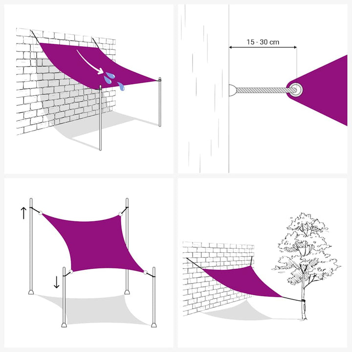 solsejl 2x2 m firkantet oxfordstof gråbrun