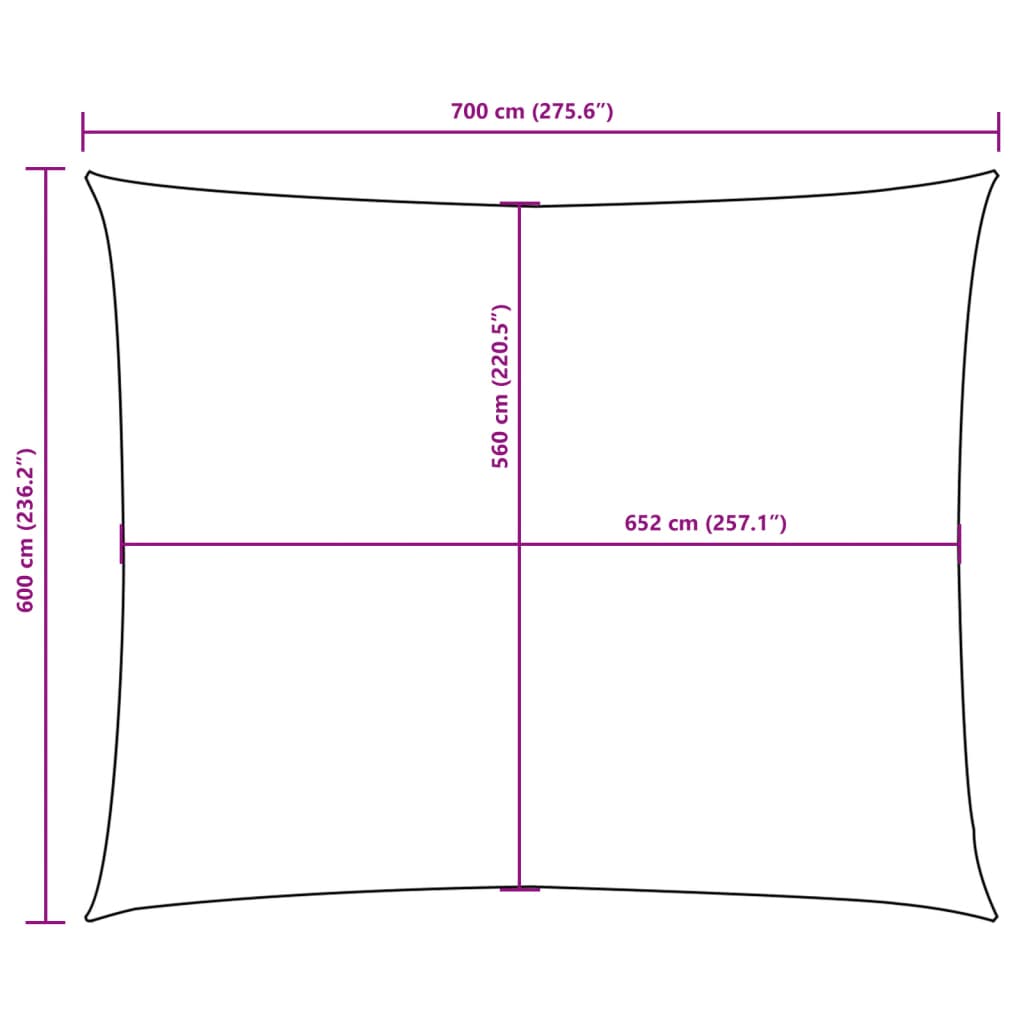 solsejl 6x7 m rektangulær oxfordstof gråbrun