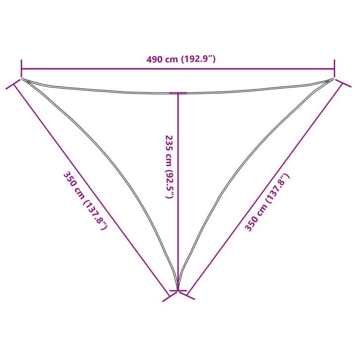 solsejl 3,5x3,5x4,9 m trekantet oxfordstof gul
