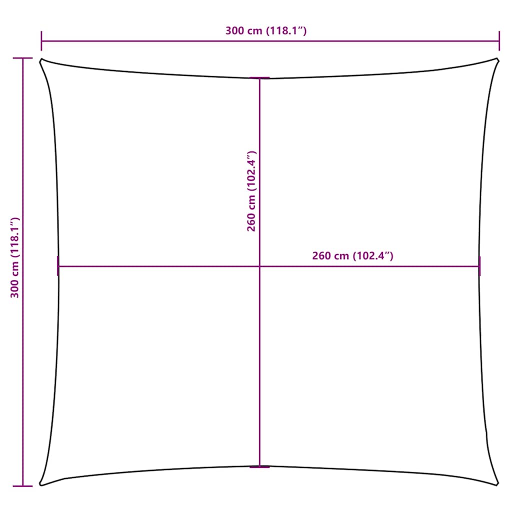 solsejl 3x3 m firkantet oxfordstof orange