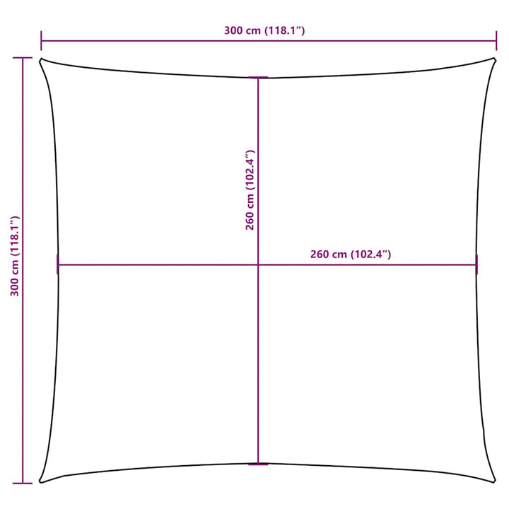 solsejl 3x3 m firkantet oxfordstof orange