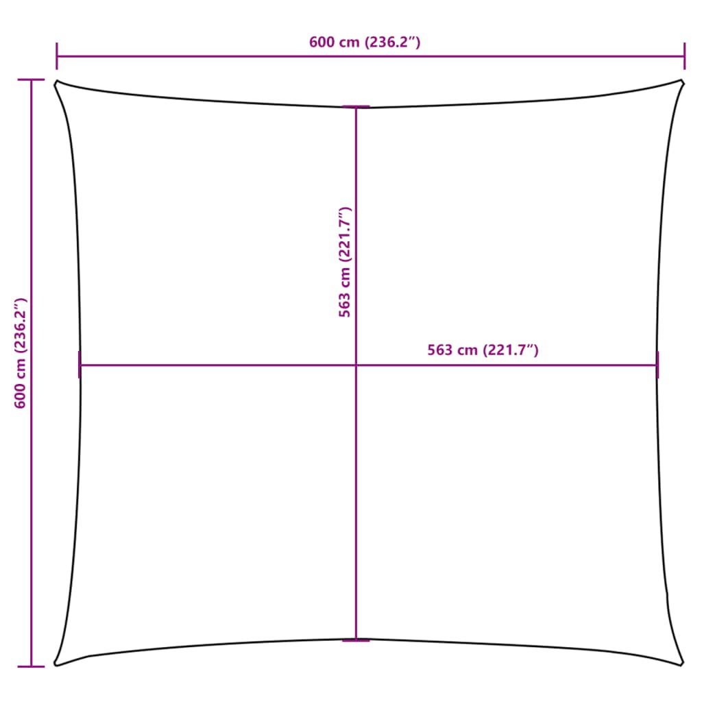 solsejl 6x6 m firkantet oxfordstof sort