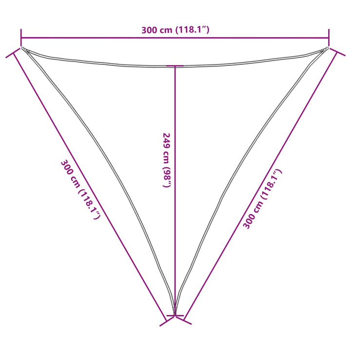 solsejl 3x3x3 m oxfordstof trekantet sort