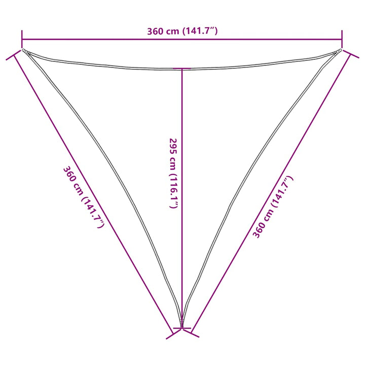 solsejl 3,6x3,6x3,6 m oxfordstof trekantet sort