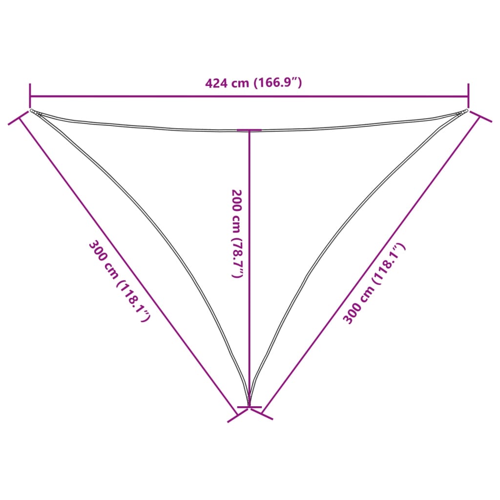 solsejl 3x3x4,24 m trekantet oxfordstof sort