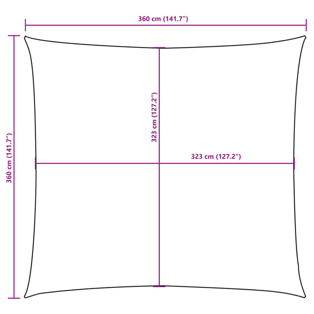 solsejl 3,6x3,6 m oxfordstof firkantet brun