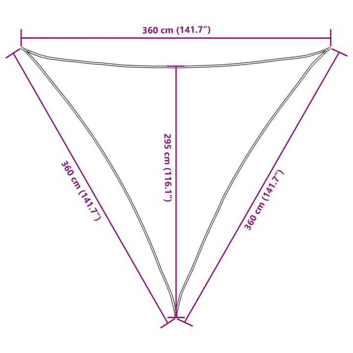 solsejl 3,6x3,6x3,6 m oxfordstof trekantet brun