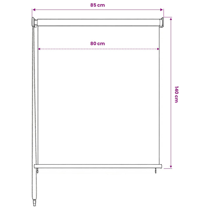 udendørs rullegardin 85 (B) x 140 (H) cm HDPE cremefarvet