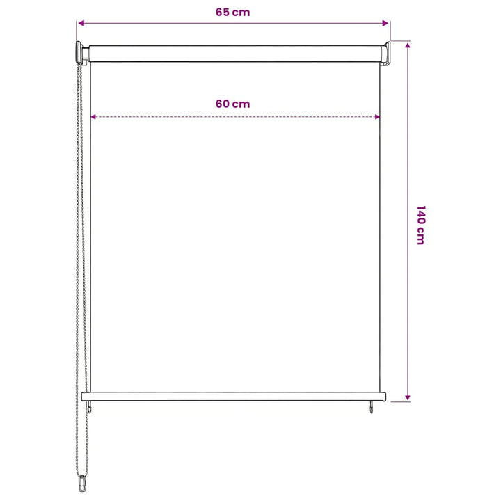 udendørs rullegardin 65 (B) x 140 (H) cm HDPE hvid