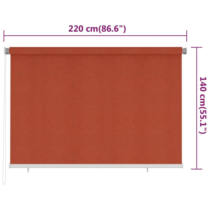 udendørs rullegardin 220x140 cm HDPE terracottafarvet