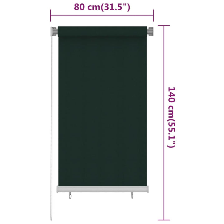 udendørs rullegardin 80x140 cm HDPE mørkegrøn