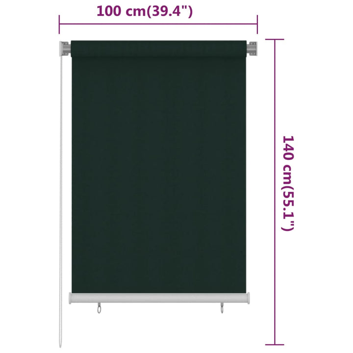 udendørs rullegardin 100x140 cm HDPE mørkegrøn