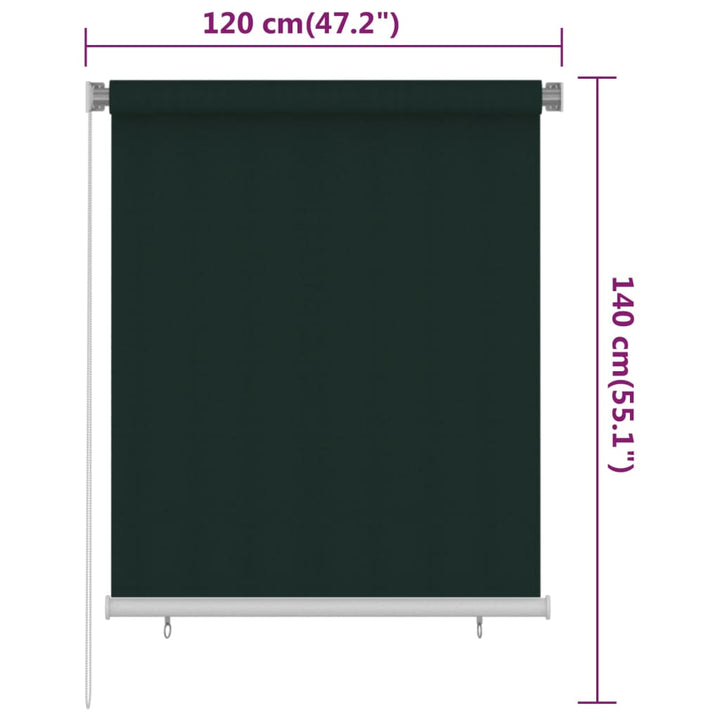 udendørs rullegardin 120x140 cm HDPE mørkegrøn