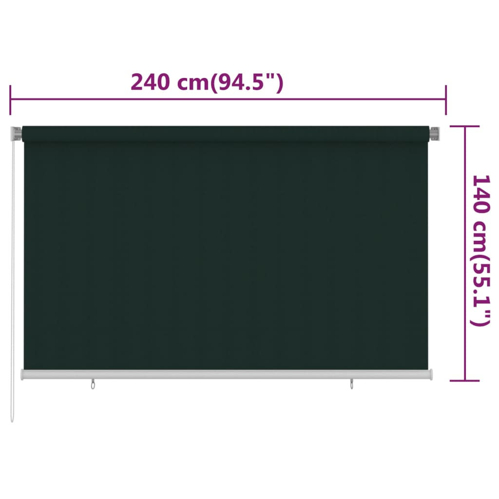 udendørs rullegardin 240x140 cm HDPE mørkegrøn
