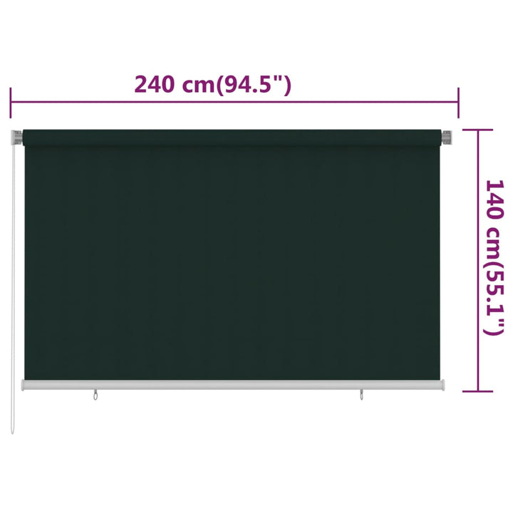 udendørs rullegardin 240x140 cm HDPE mørkegrøn