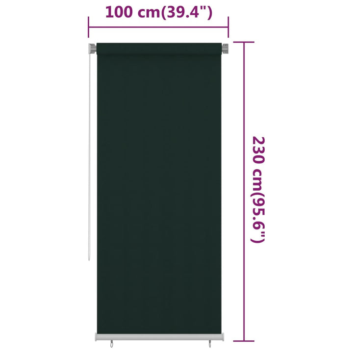 udendørs rullegardin 100x230 cm HDPE mørkegrøn