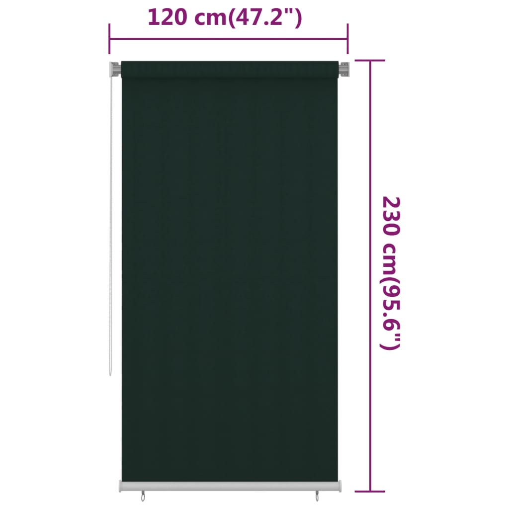 udendørs rullegardin 120x230 cm HDPE mørkegrøn