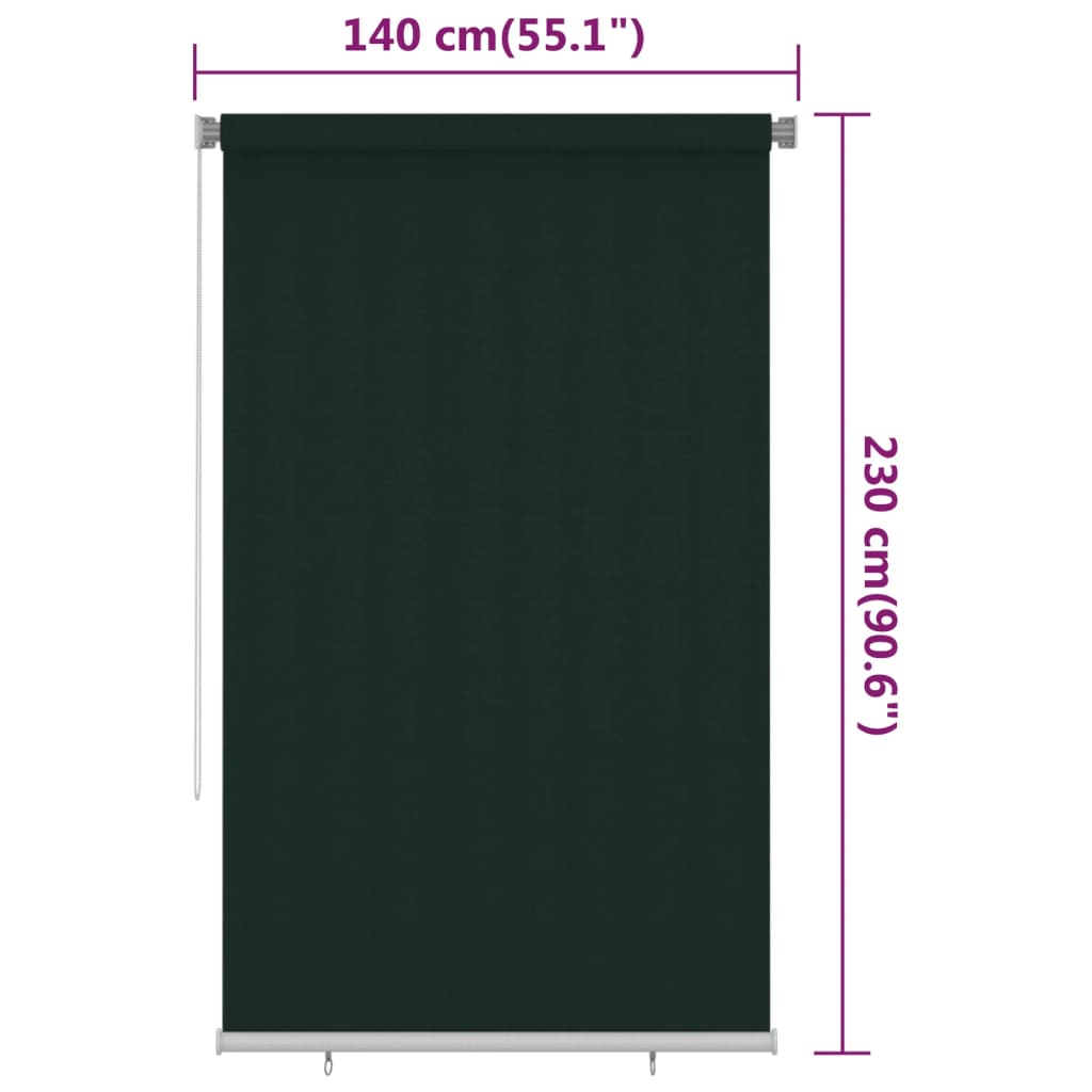 udendørs rullegardin 140x230 cm HDPE mørkegrøn