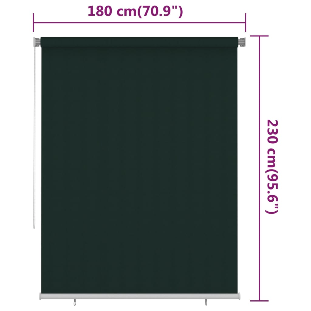 udendørs rullegardin 180x230 cm HDPE mørkegrøn