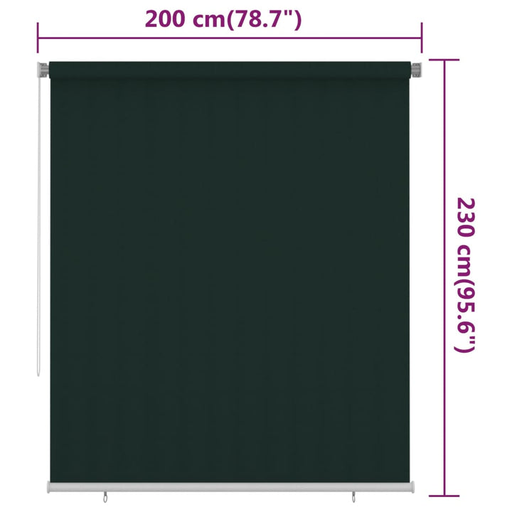 udendørs rullegardin 200x230 cm HDPE mørkegrøn