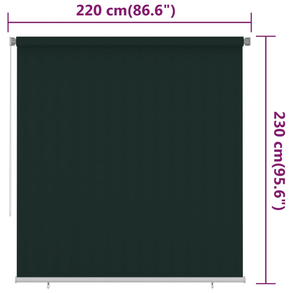 udendørs rullegardin 220x230 cm HDPE mørkegrøn