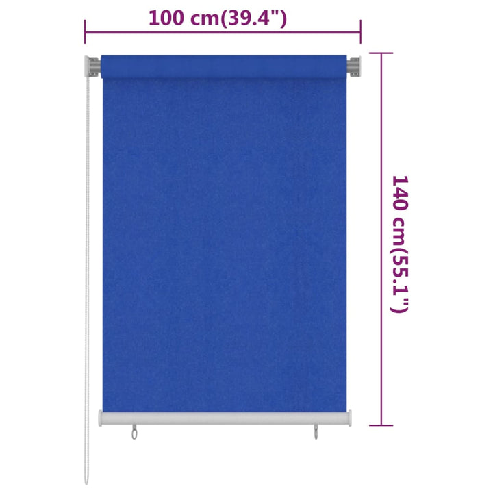 udendørs rullegardin 100x140 cm HDPE blå