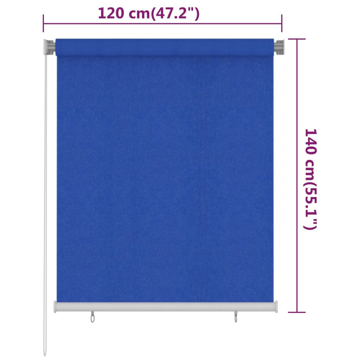 udendørs rullegardin 120x140 cm HDPE blå