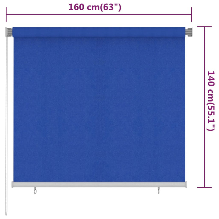 udendørs rullegardin 160x140 cm HDPE blå