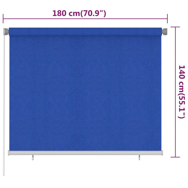 udendørs rullegardin 180x140 cm HDPE blå