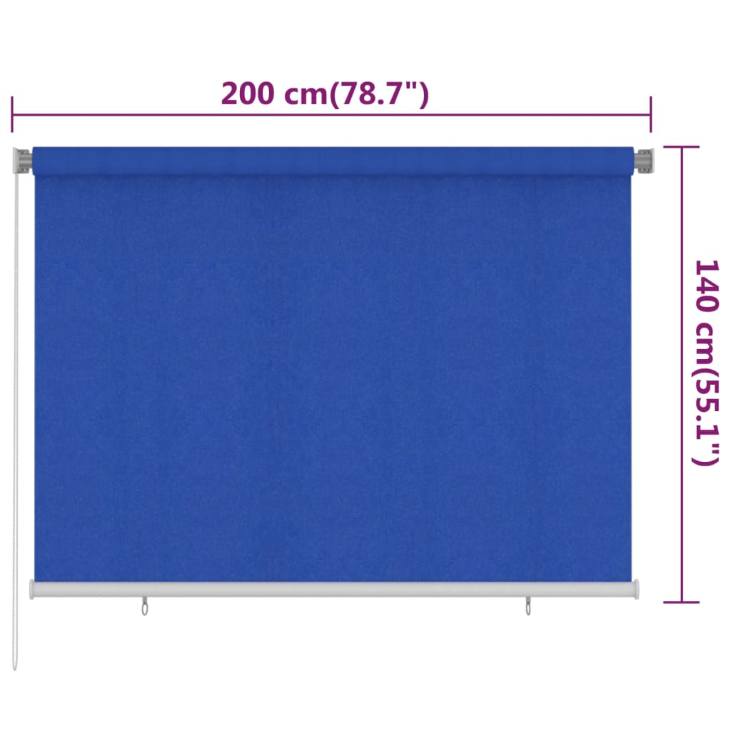 udendørs rullegardin 200x140 cm HDPE blå