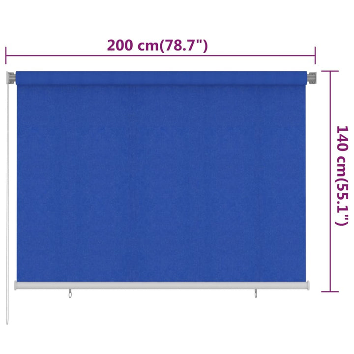 udendørs rullegardin 200x140 cm HDPE blå