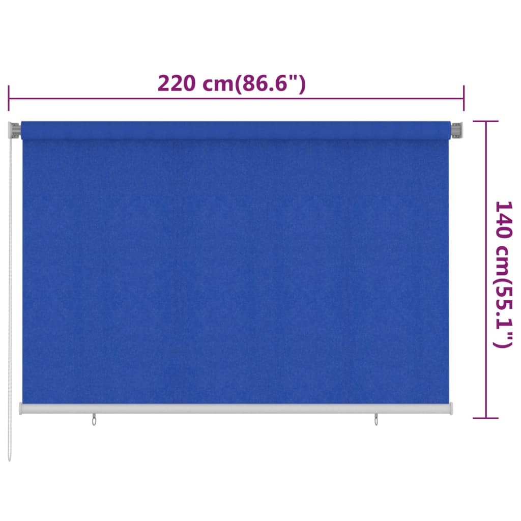 udendørs rullegardin 220x140 cm HDPE blå