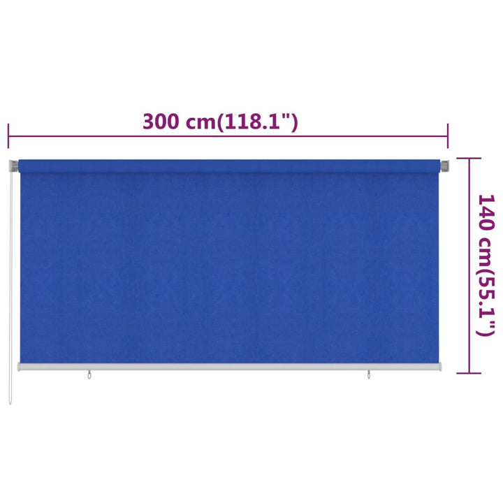 udendørs rullegardin 300x140 cm HDPE blå