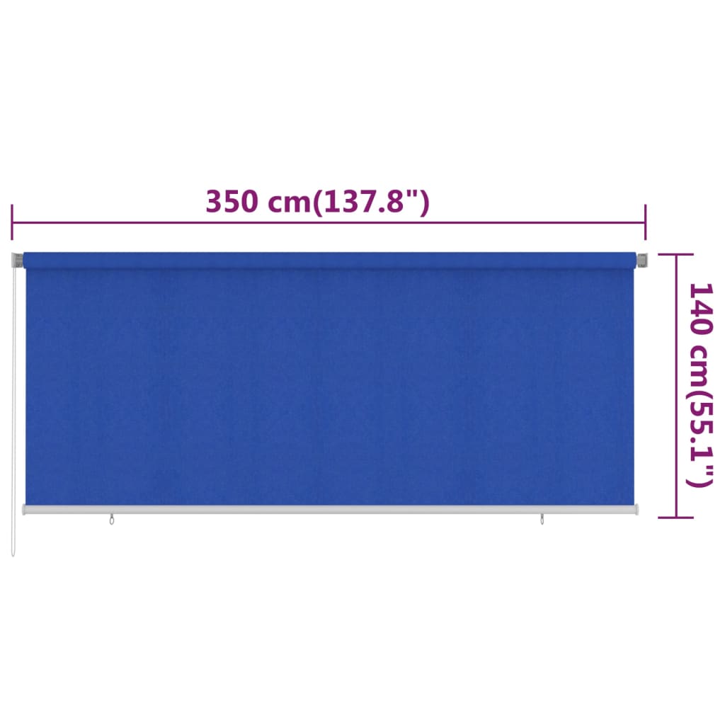 udendørs rullegardin 350x140 cm HDPE blå