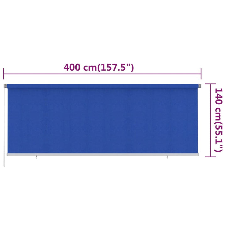udendørs rullegardin 400x140 cm HDPE blå