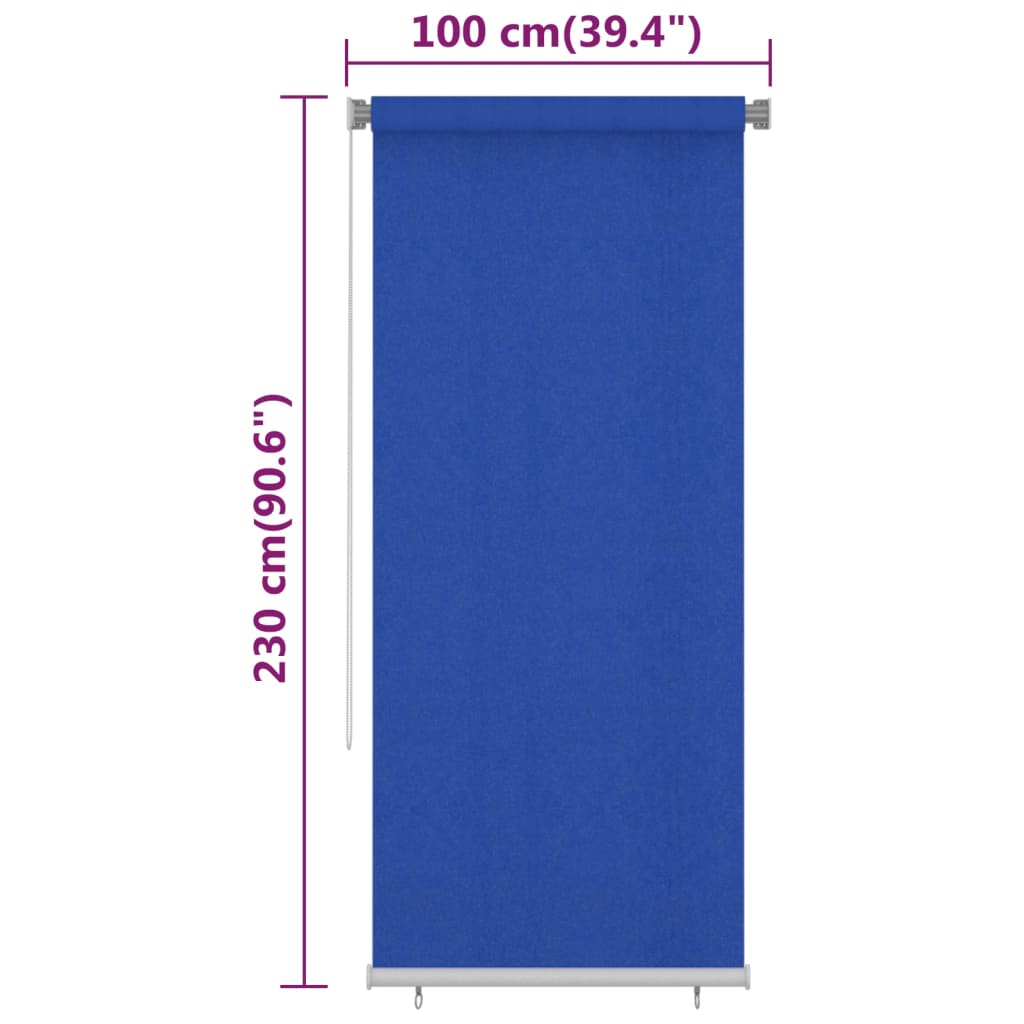udendørs rullegardin 100x230 cm HDPE blå