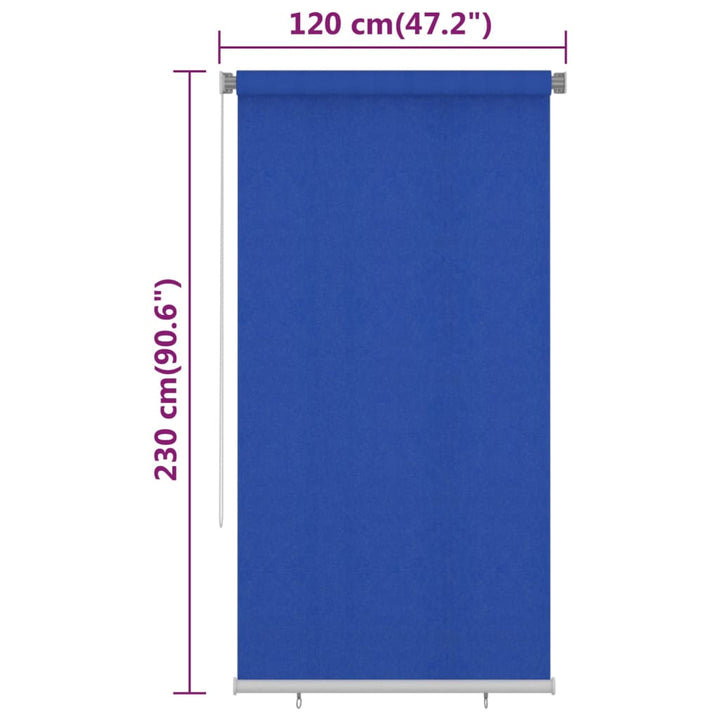 udendørs rullegardin 120x230 cm HDPE blå