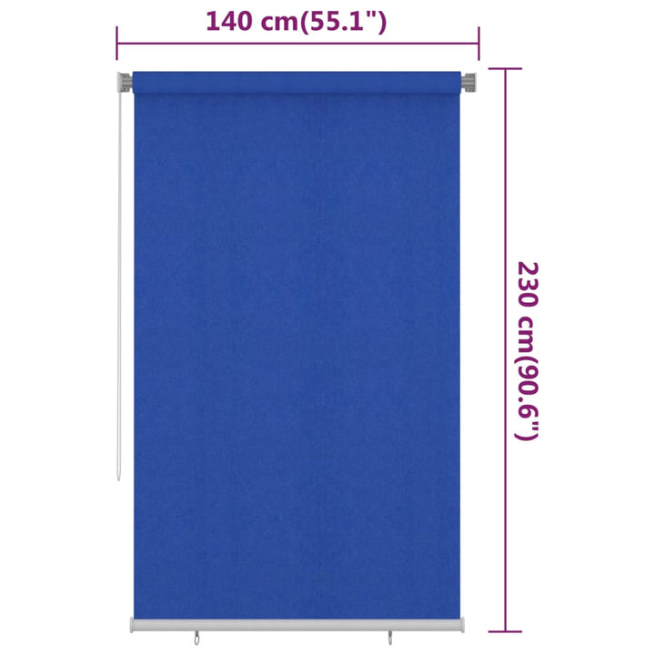 udendørs rullegardin 140x230 cm HDPE blå