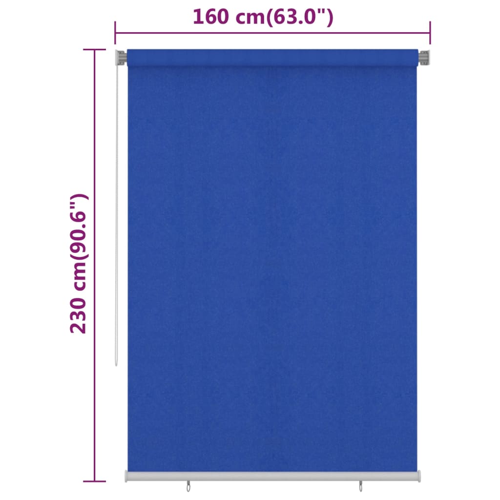 udendørs rullegardin 160x230 cm HDPE blå
