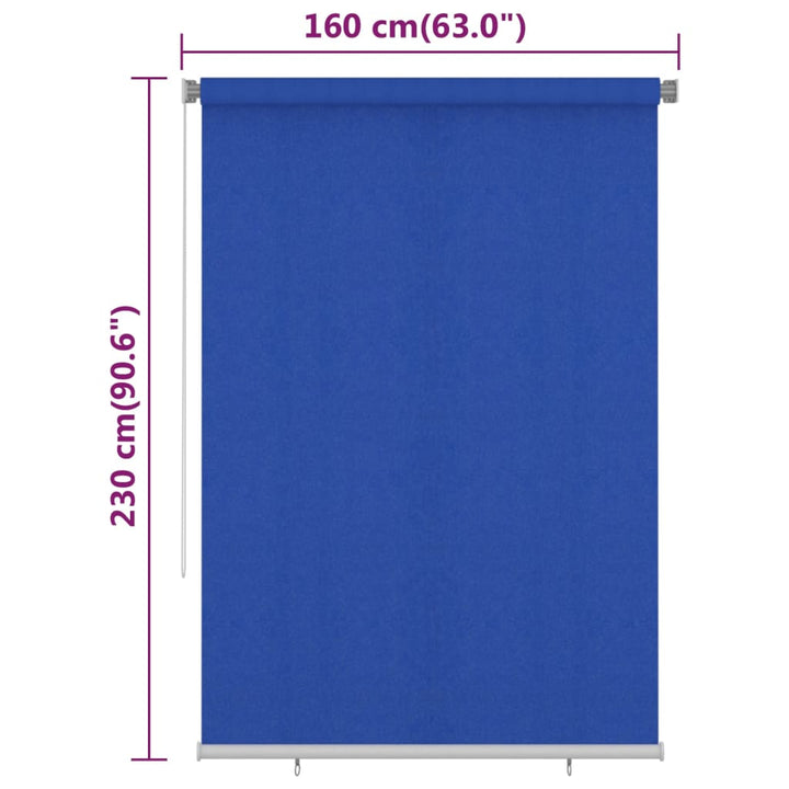 udendørs rullegardin 160x230 cm HDPE blå